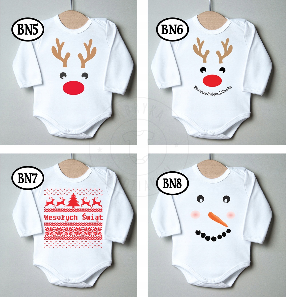 BODY świąteczne MIKOŁAJ na ŚWIĘTA 80 PREZENT WZORY Płeć Chłopcy Dziewczynki