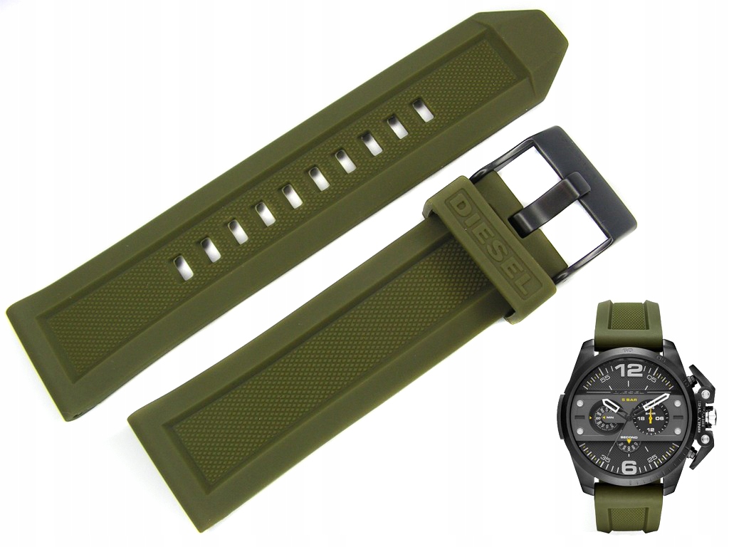 Pásek k hodinkám Diesel DZ4391 zelený silikonový 24 mm