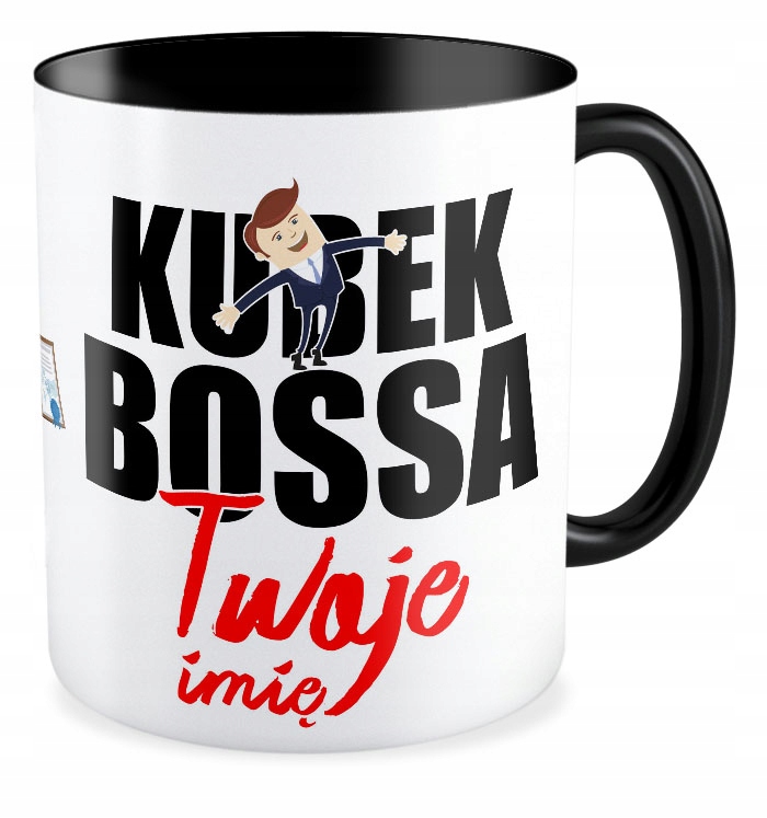 

Kubek czarny prezent Szef Kierownik + Twoje Imię