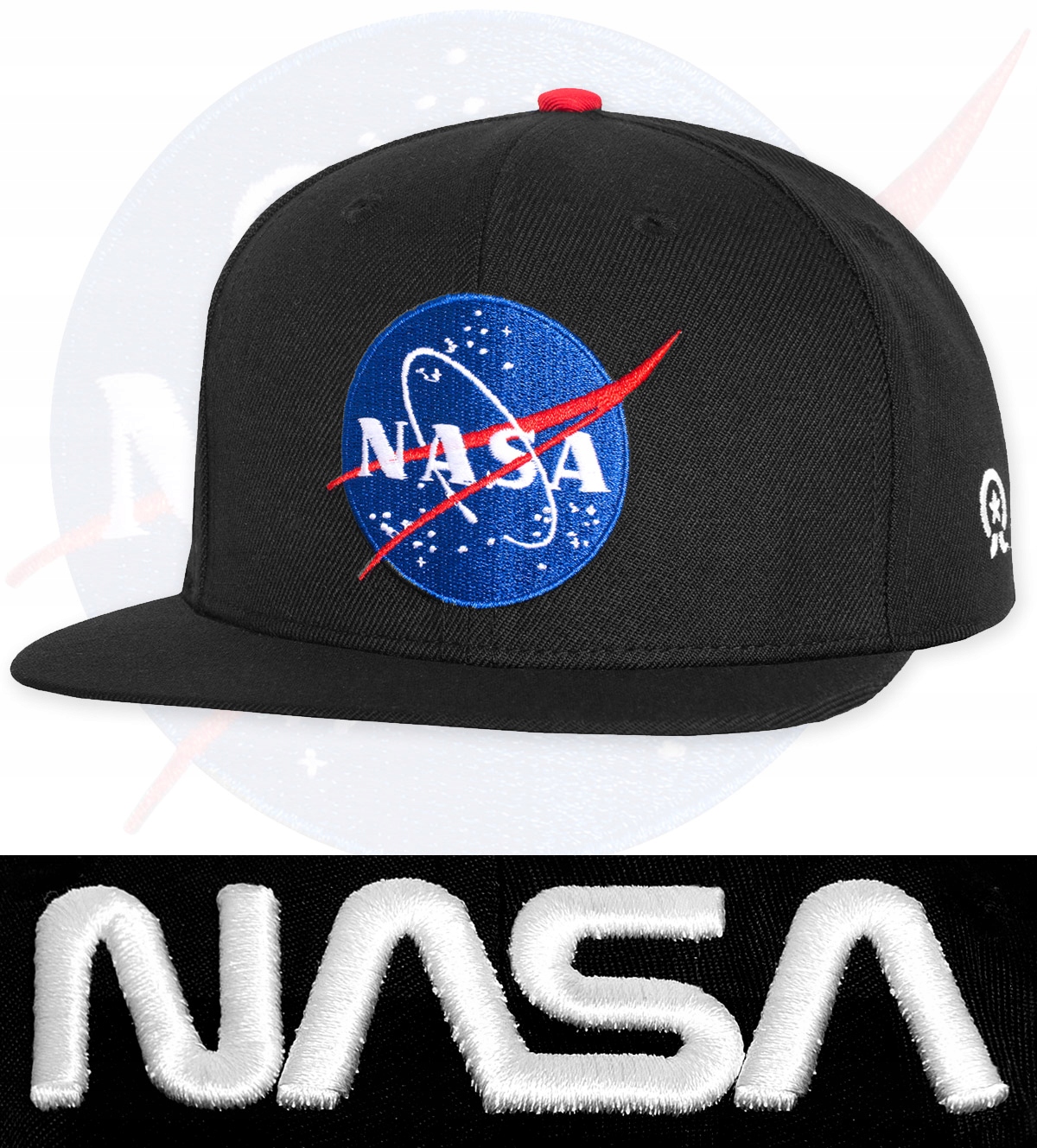 Czarna czapka z daszkiem SNAPBACK NASA Bejsbolówka Kod producenta CZ-024