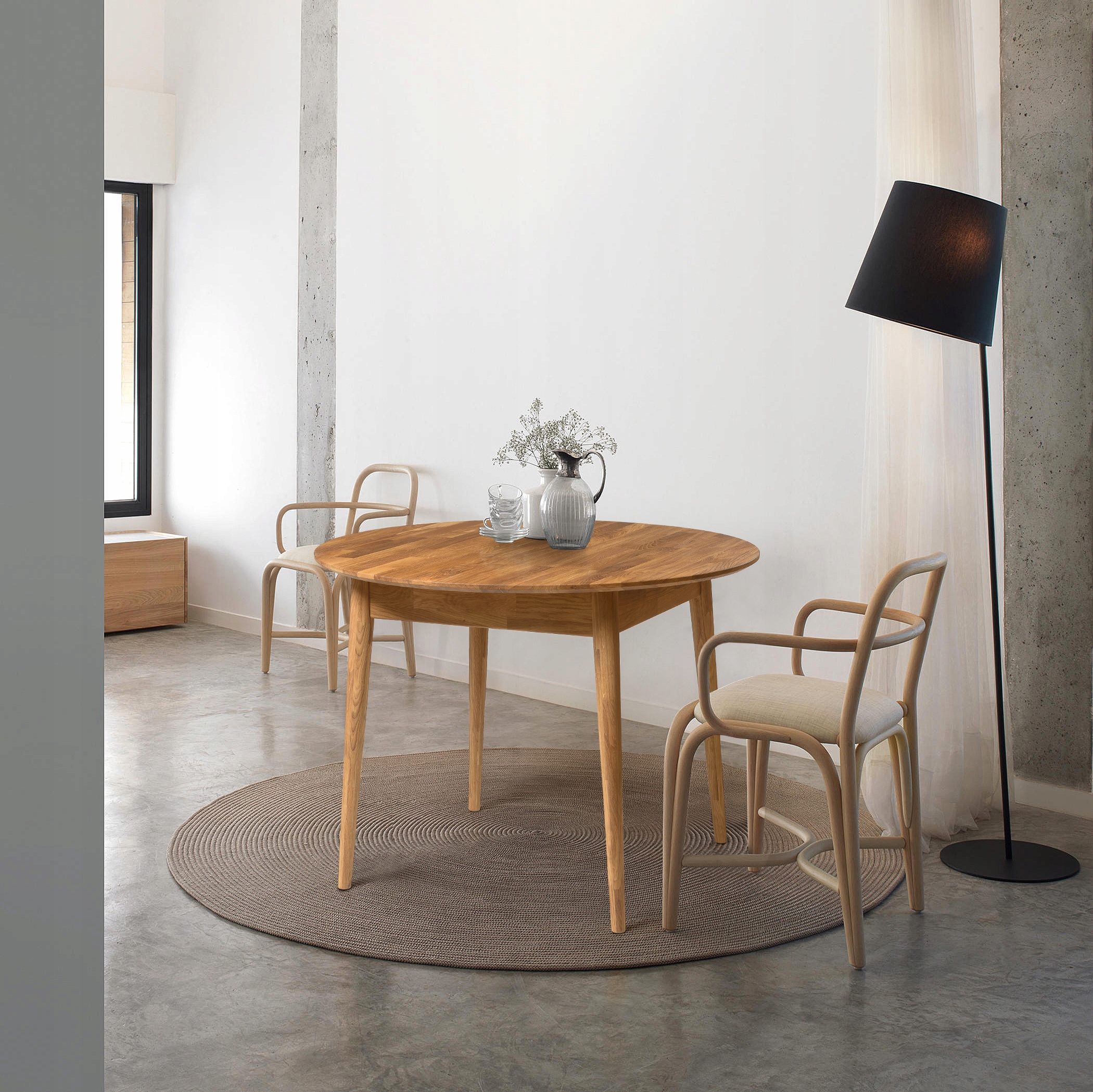 STÓŁ DĘBOWY OKRĄGŁY ROZKŁADANY ŚR 93 cm, LITY DĄB! Kolor blatu dąb naturalny