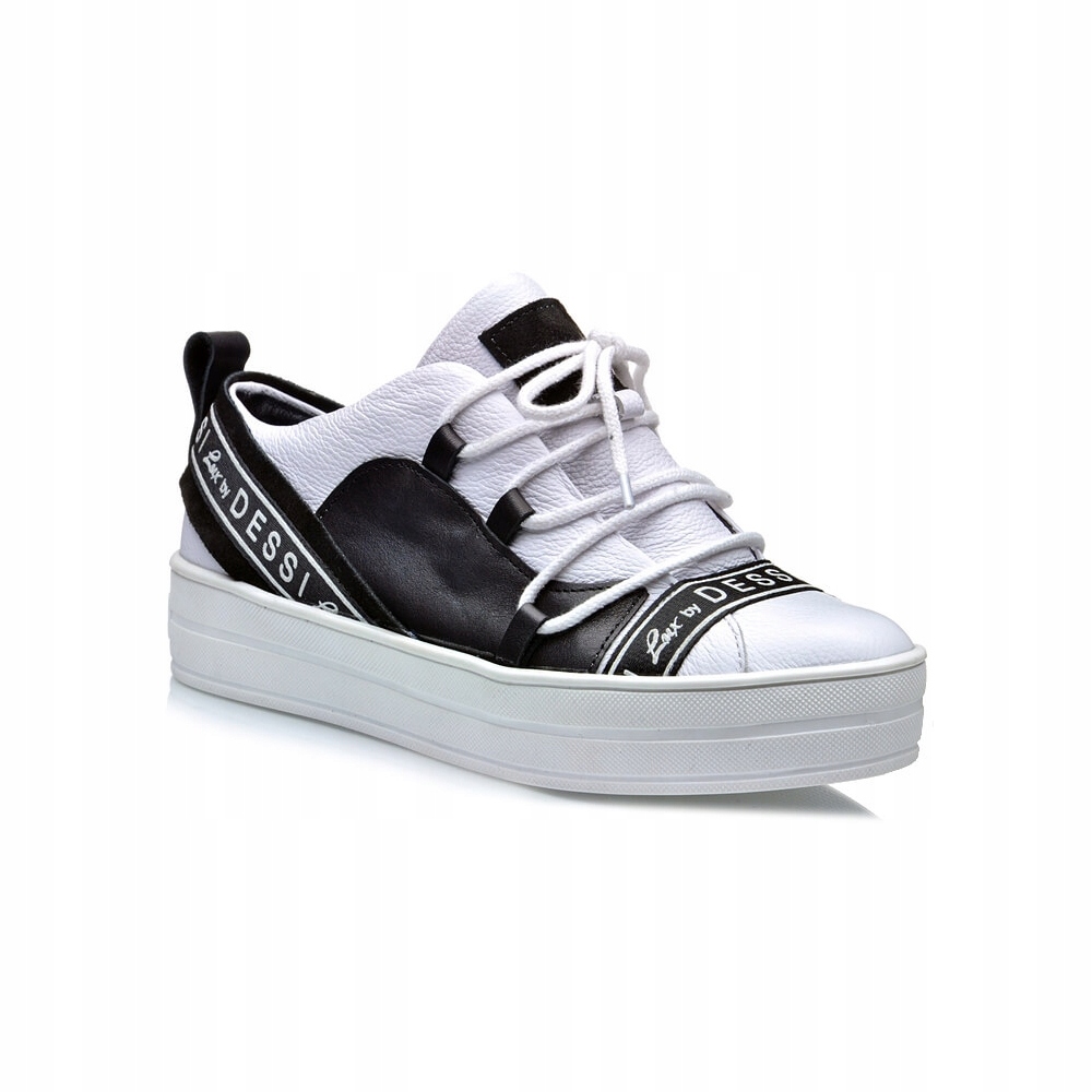 Bílo-černé sportovní kožené polobotky tenisky J.w 39