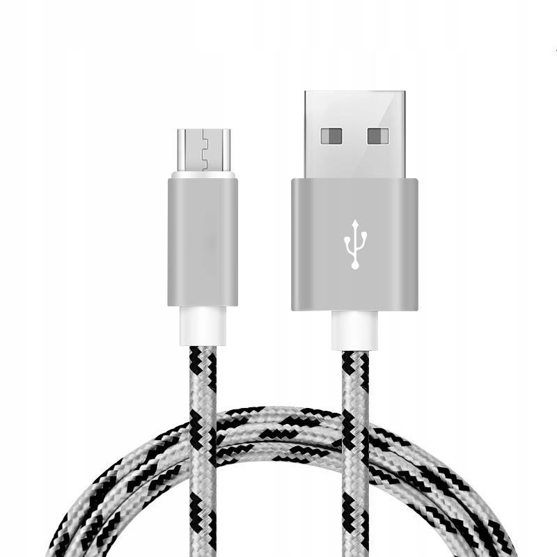 

Kabel nylonowy 1m Usb microUSB biały Quick Charge!