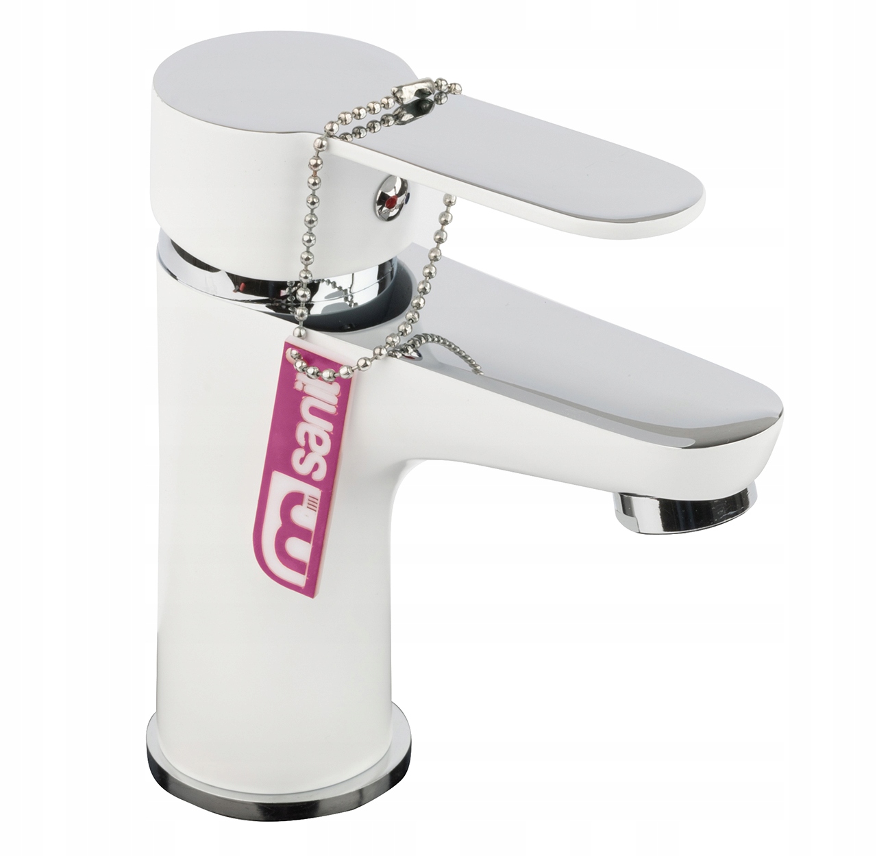 Duo bateria łazienka umywalkowa biała chrom kran