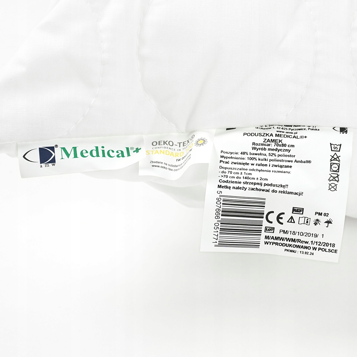 POLSKA PODUSZKA MEDICAL 70x80 AMW 95*C Z ZAMKIEM Bohater brak