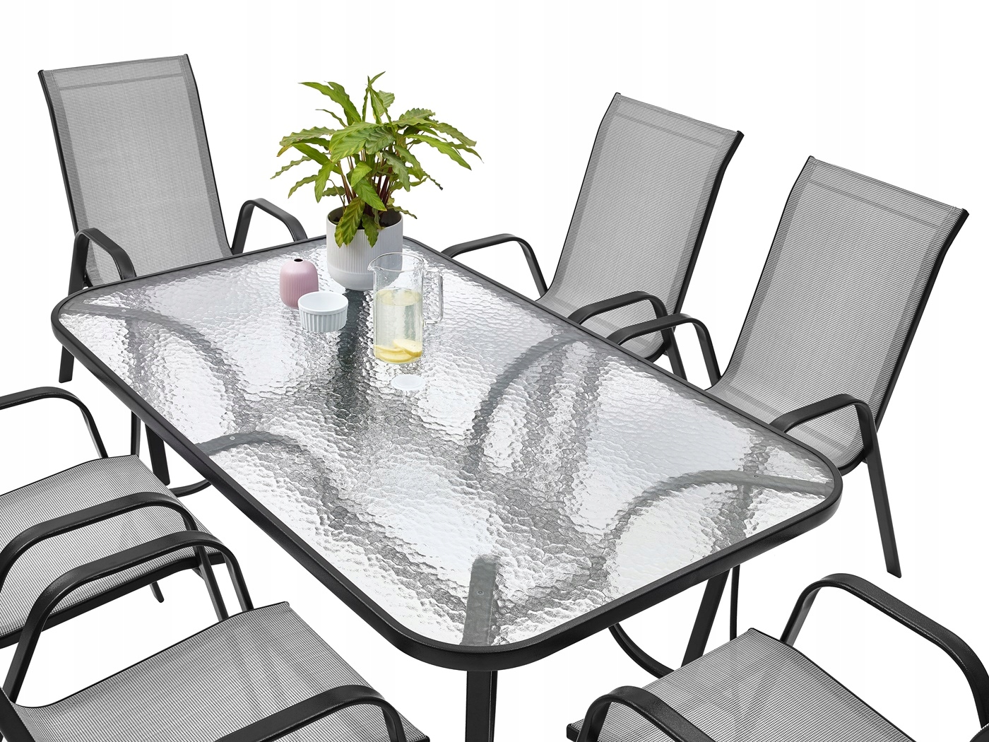 ZESTAW MEBLI OGRODOWYCH SZKLANY STÓŁ 6 KRZESEŁ Marka MAT-COMPANY