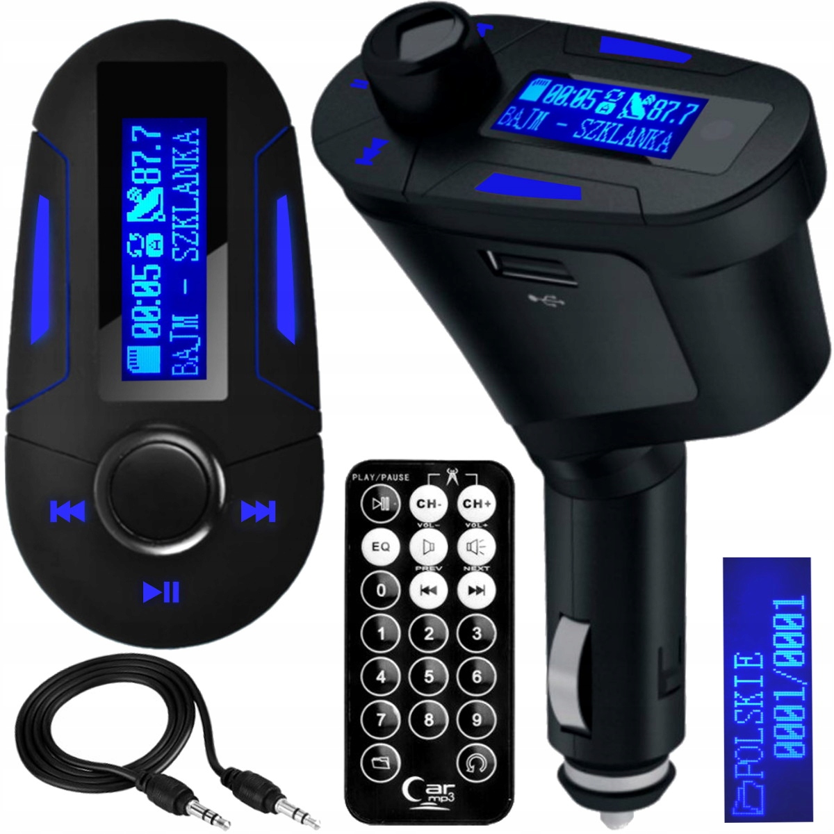 

3w1 Transmiter Fm MP3 Sd Ładowarka Usb Pilot