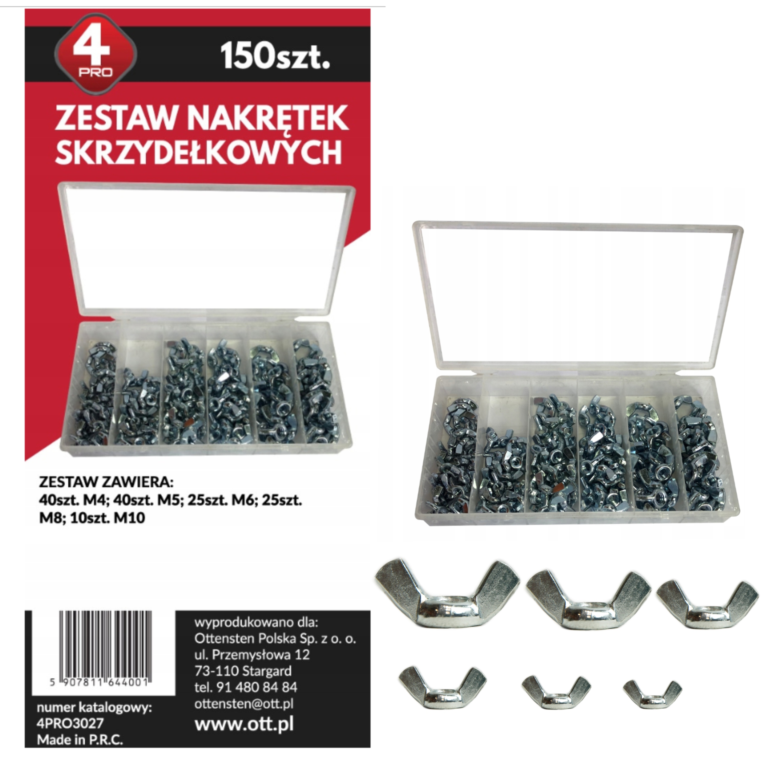 

Nakrętki motylkowe motylki 150szt M4-M10 6-9,5mm