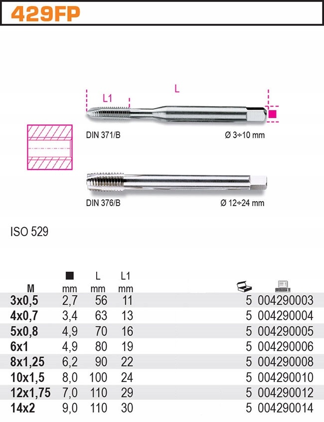 GWINTOWNIK MASZYNOWY HSS M10X1.5 BETA 429FP/10 Marka Beta