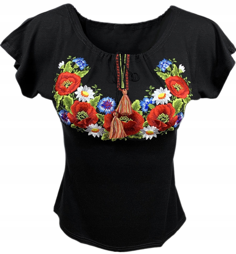 

Bluzka Damska Haftowane Kwiaty Maki * Czarna *3XL*