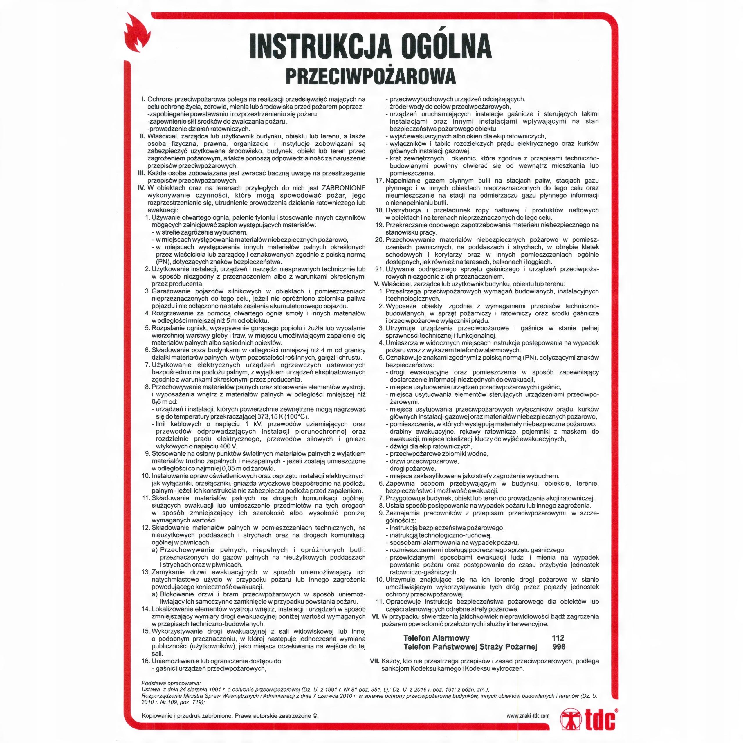 

Instrukcja ogólna tablica Bhp Ppoż DB001 Pcv