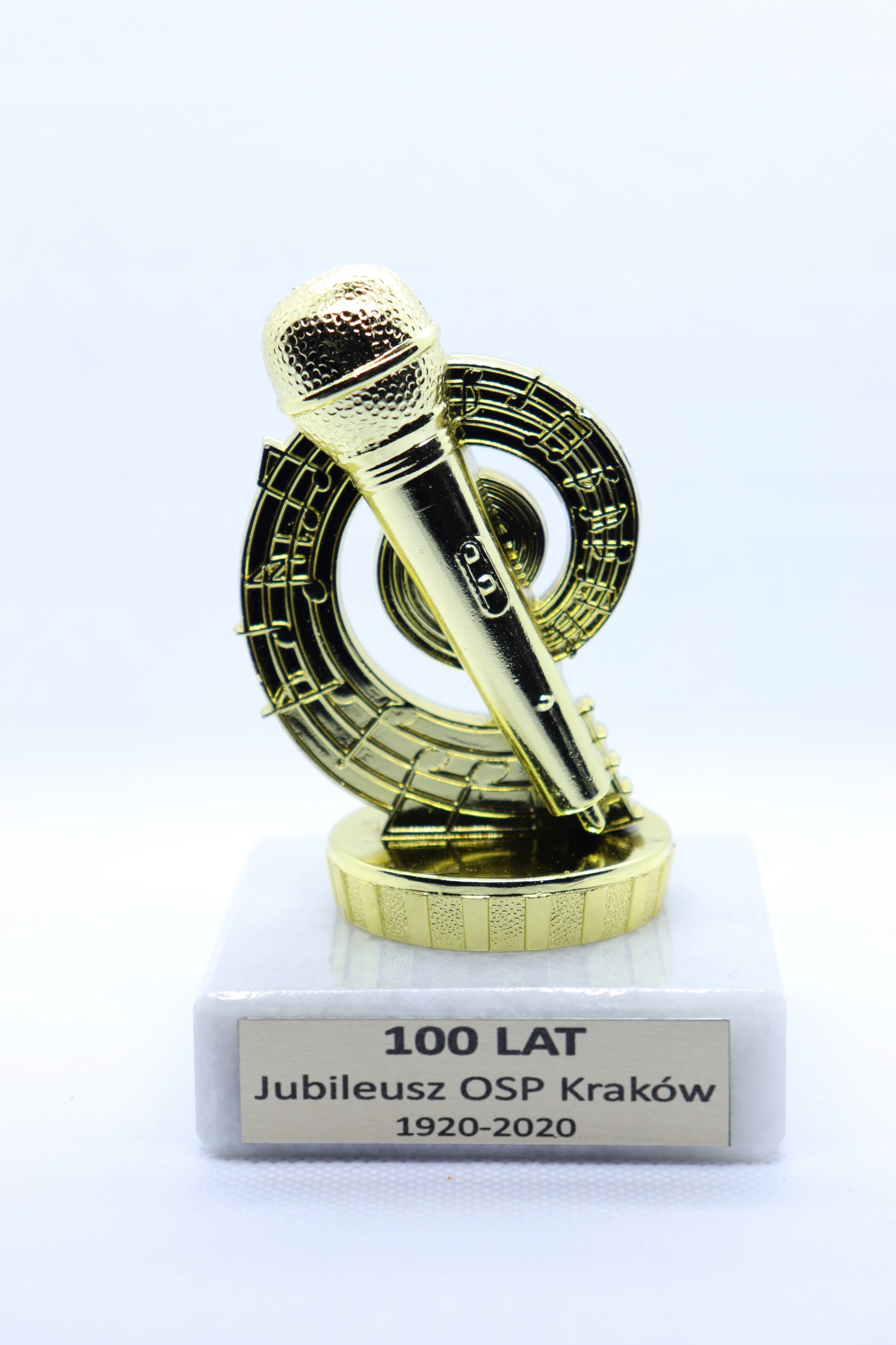 

Statuetka muzyka, mikrofon 10 cm nadruk