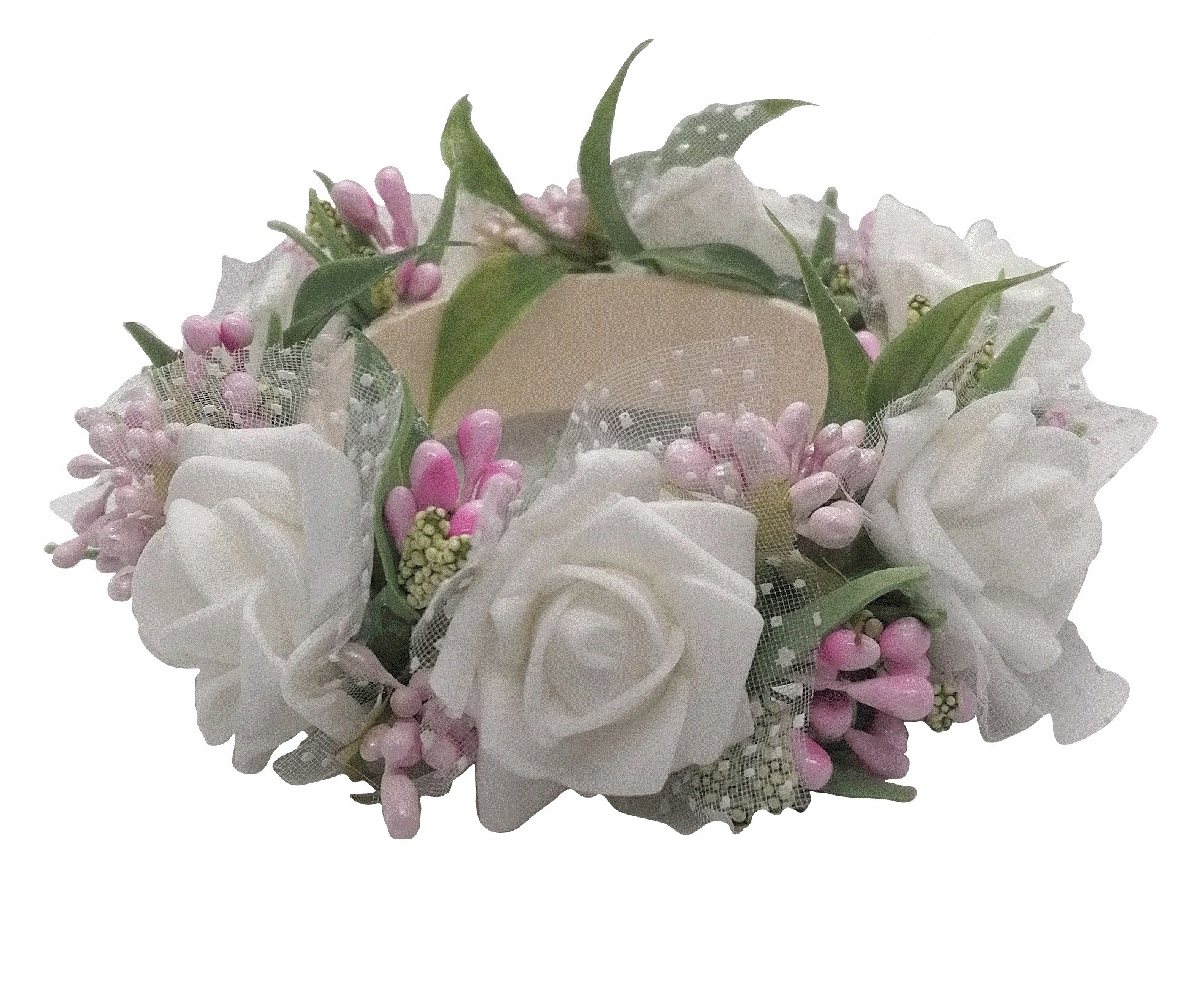 WIANEK OZDOBA STROIK NA ŚWIECĘ SZTUCZNE KWIATY