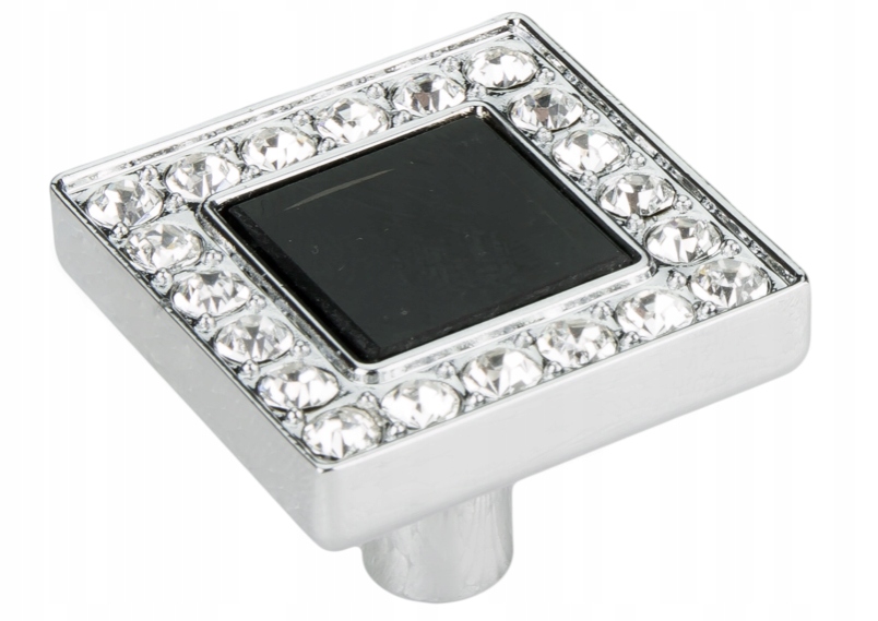 GAŁKA MEBLOWA MIA KWADRAT CHROM/CZARNY