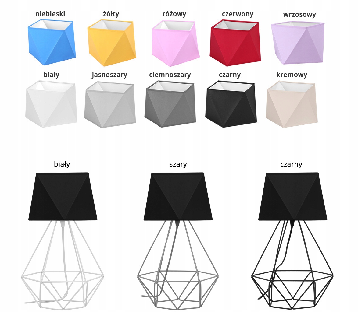 LAMPKA NOCNA Biurkowa Stołowa Abażur DIAMENT LED Szerokość produktu 23.5 cm