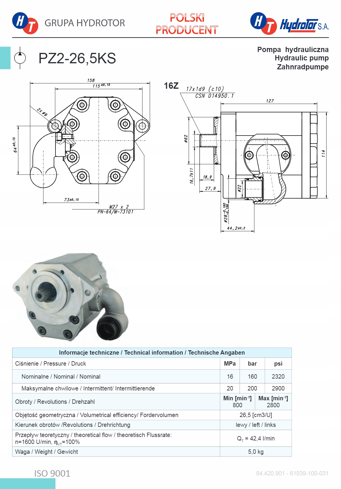 86420901 80420901 - Гідравлічний насос C-385, посилений Гідротором