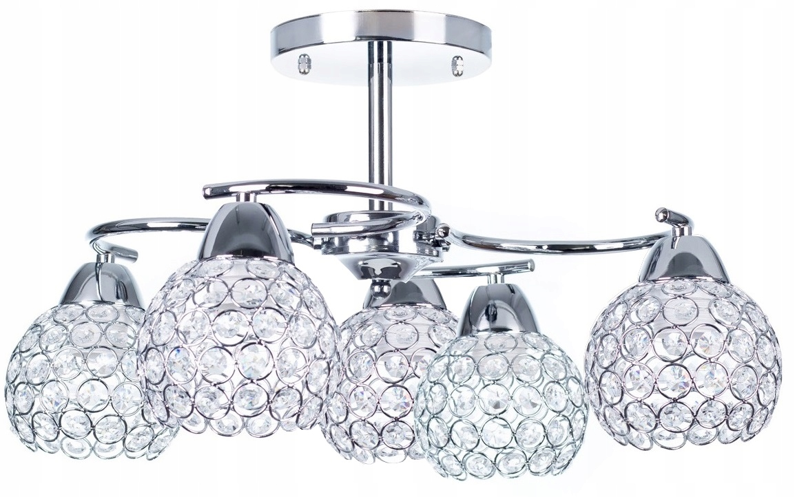 

Lampa wisząca Plafon Żyrandol Kryształki Chrom led