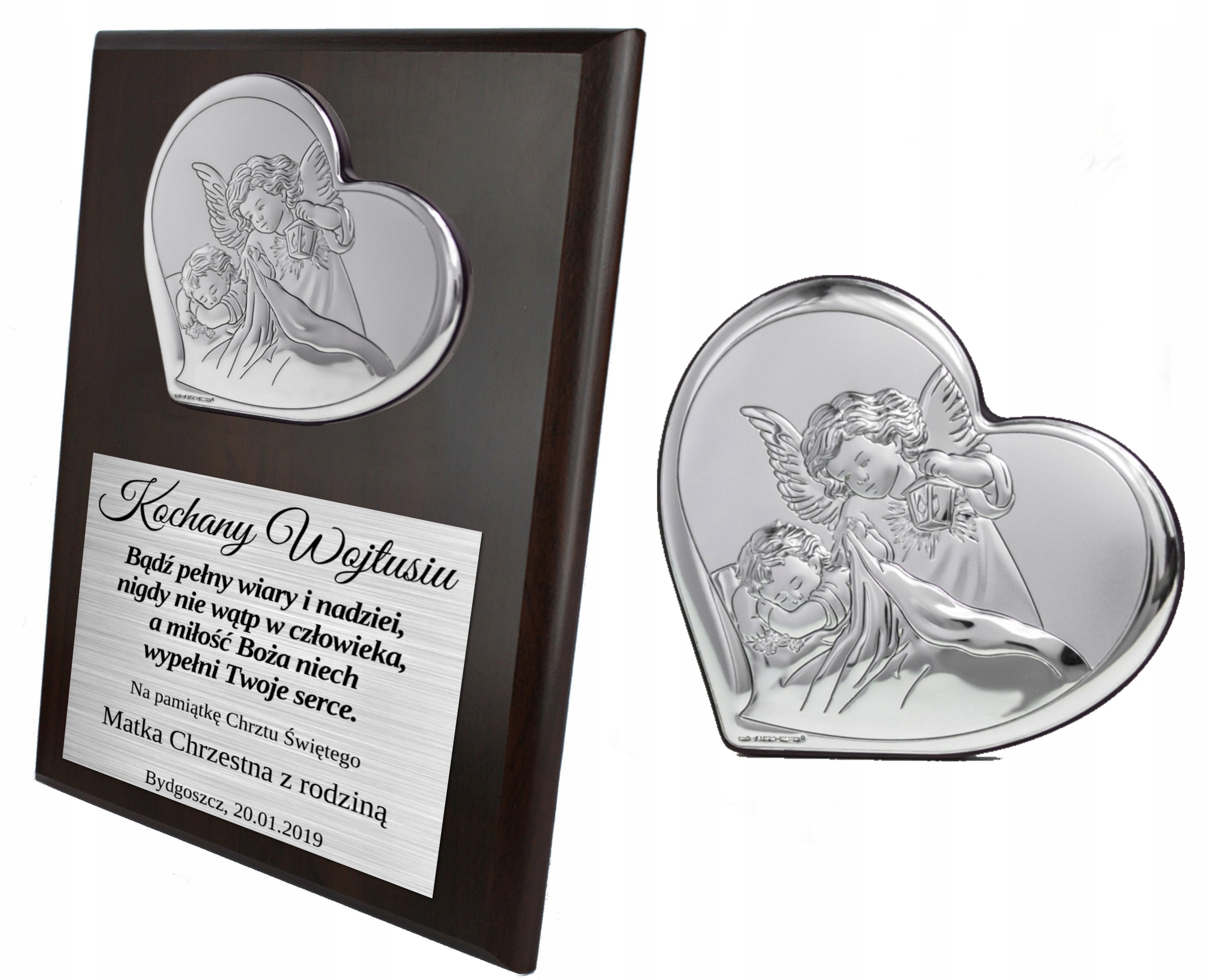 Stříbrný Obrázek Suvenýr Křest Svatý XL Anděl