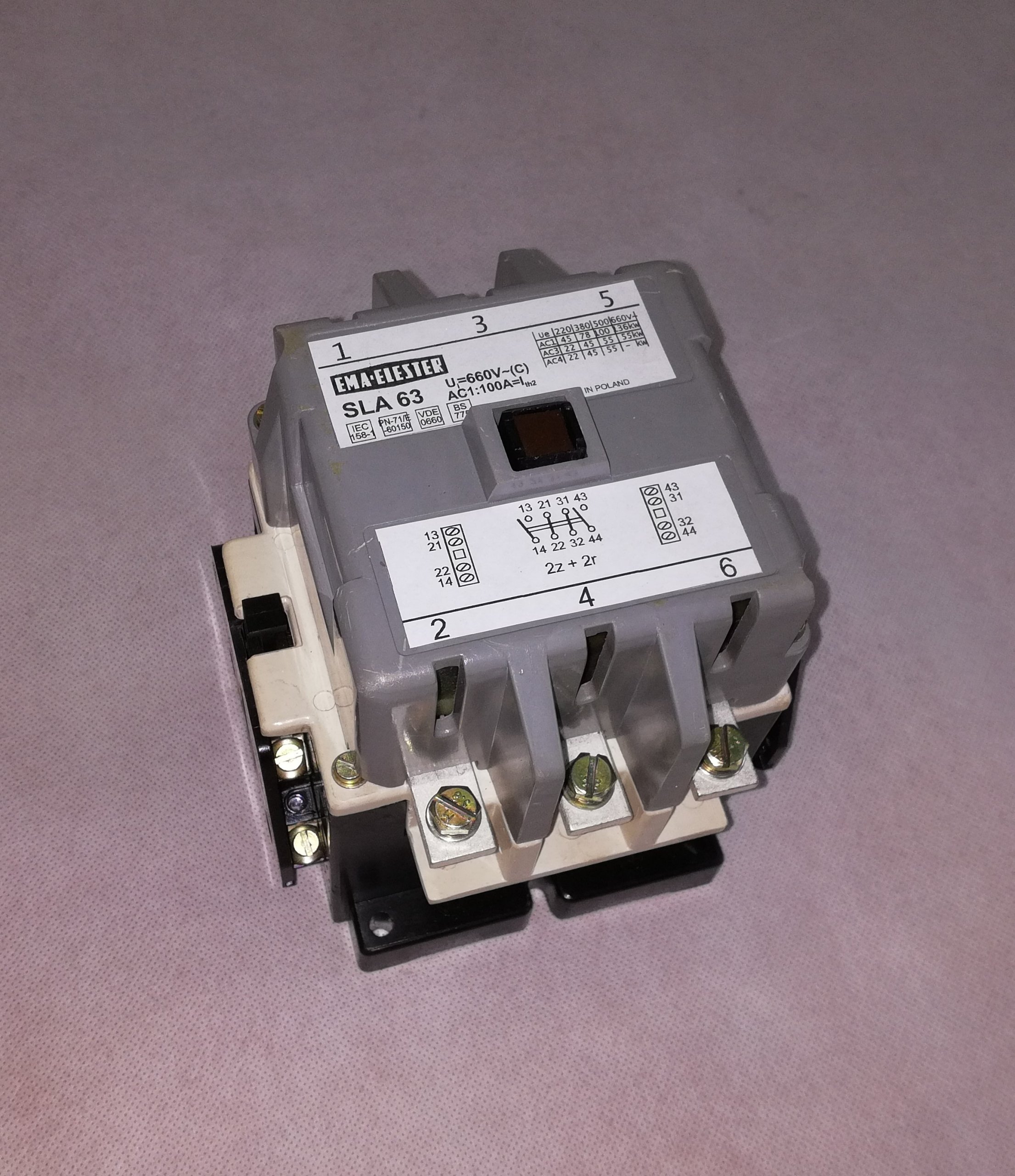 Stycznik Sla 63 wszystkie napięcia cewek 24V 42V 110V 127V 220V 380V 500V