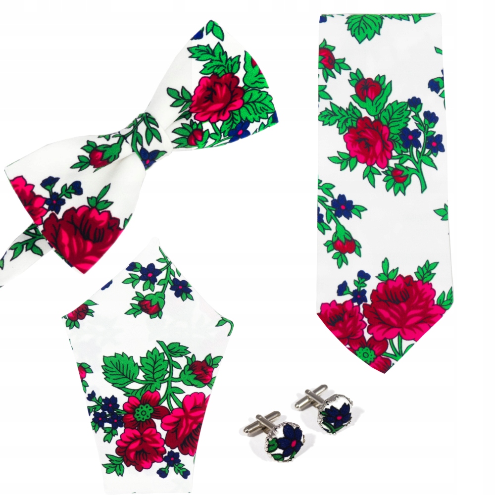 Poszetka biała FOLK ludowy JAKOŚĆ prezent GÓRALSKI Materiał dominujący inny