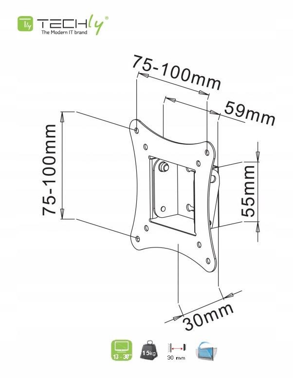 RAMIĘ LCD ŚCIENNE UCHWYT 13"- 30 " Maksymalne obciążenie 15 kg