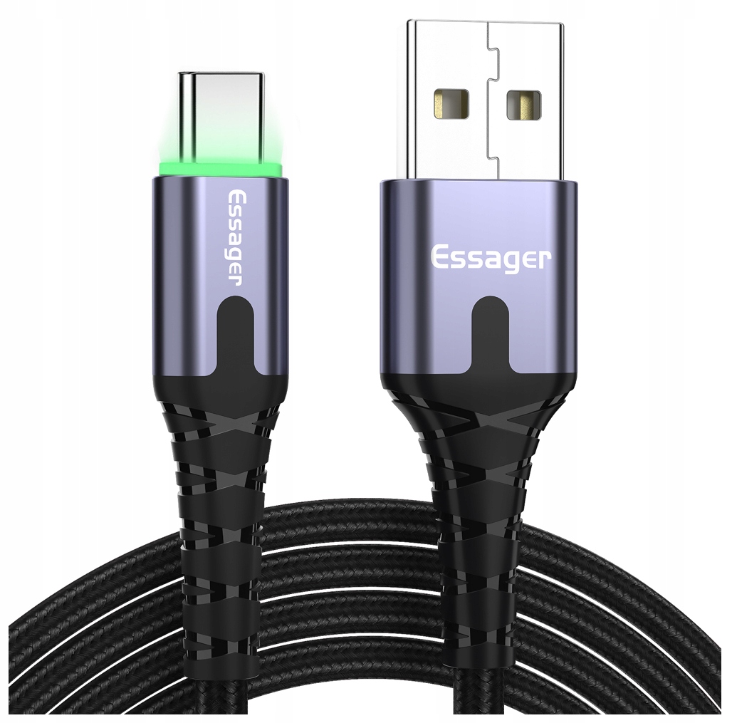 Kabel USB ESSAGER 3A TYPE-C USB-C QC 3.0 1m LED