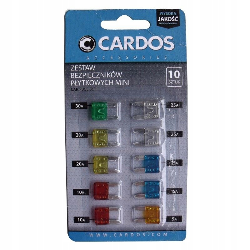 

K2 Cardos Bezpieczniki płytkowe mini Zestaw 10szt.