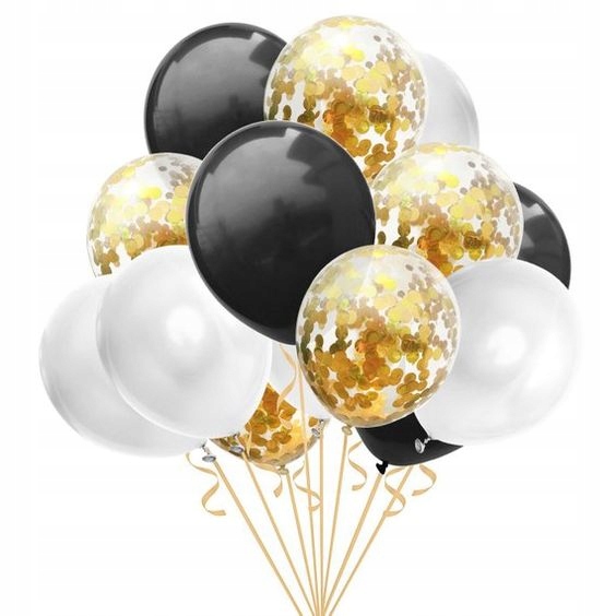 

Balony z konfetti białe czarne i inne zestawy 087
