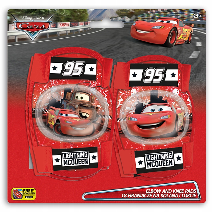 OCHRANIACZE ROWEROWE, NA ROLKI NA ŁOKCIE I KOLANA ZYGZAK McQueen AUTA 3+ Marka Seven