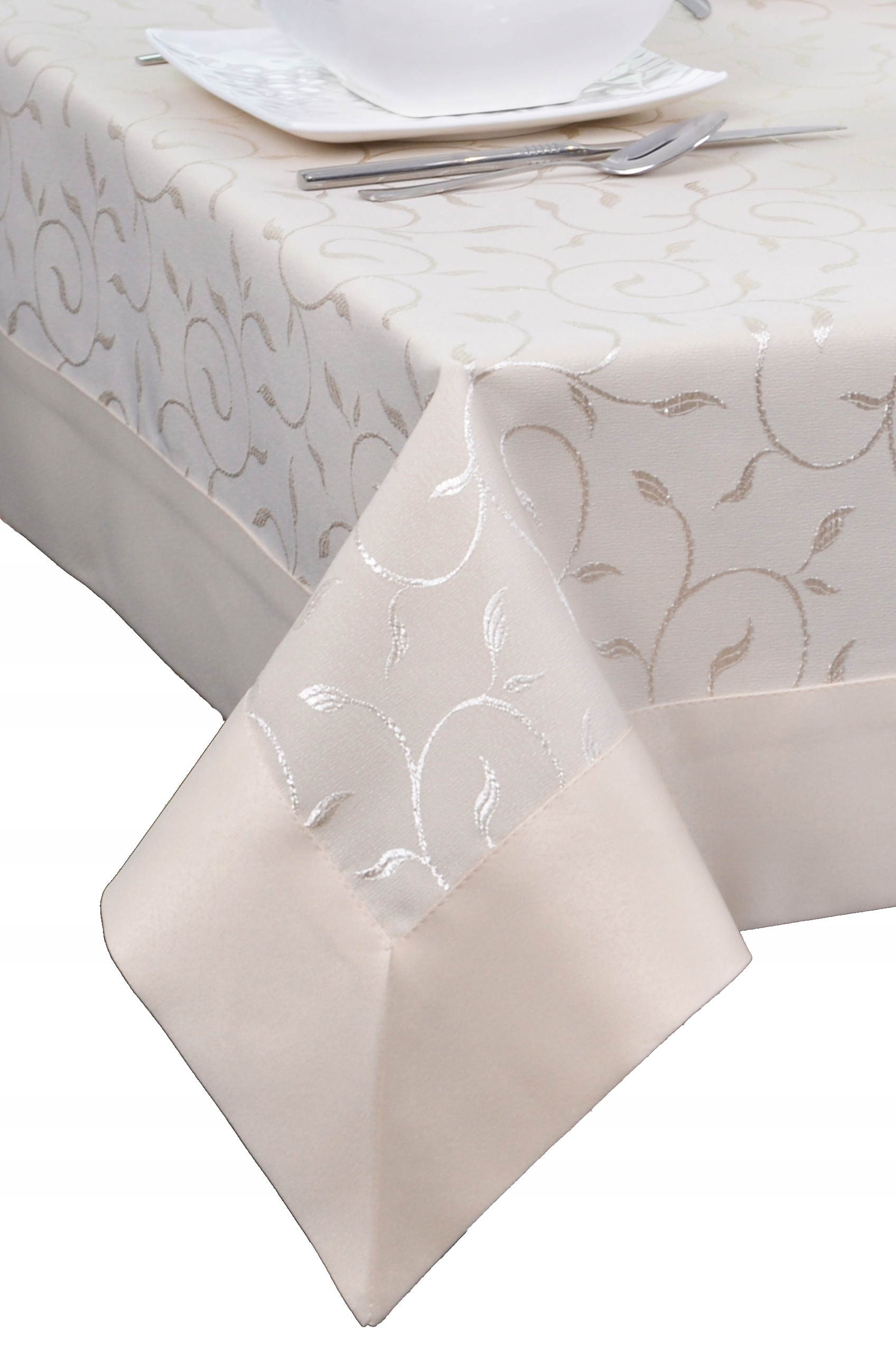 obrus dekoracyjny CLEMATIS 450x140 plamoodporny beżowy