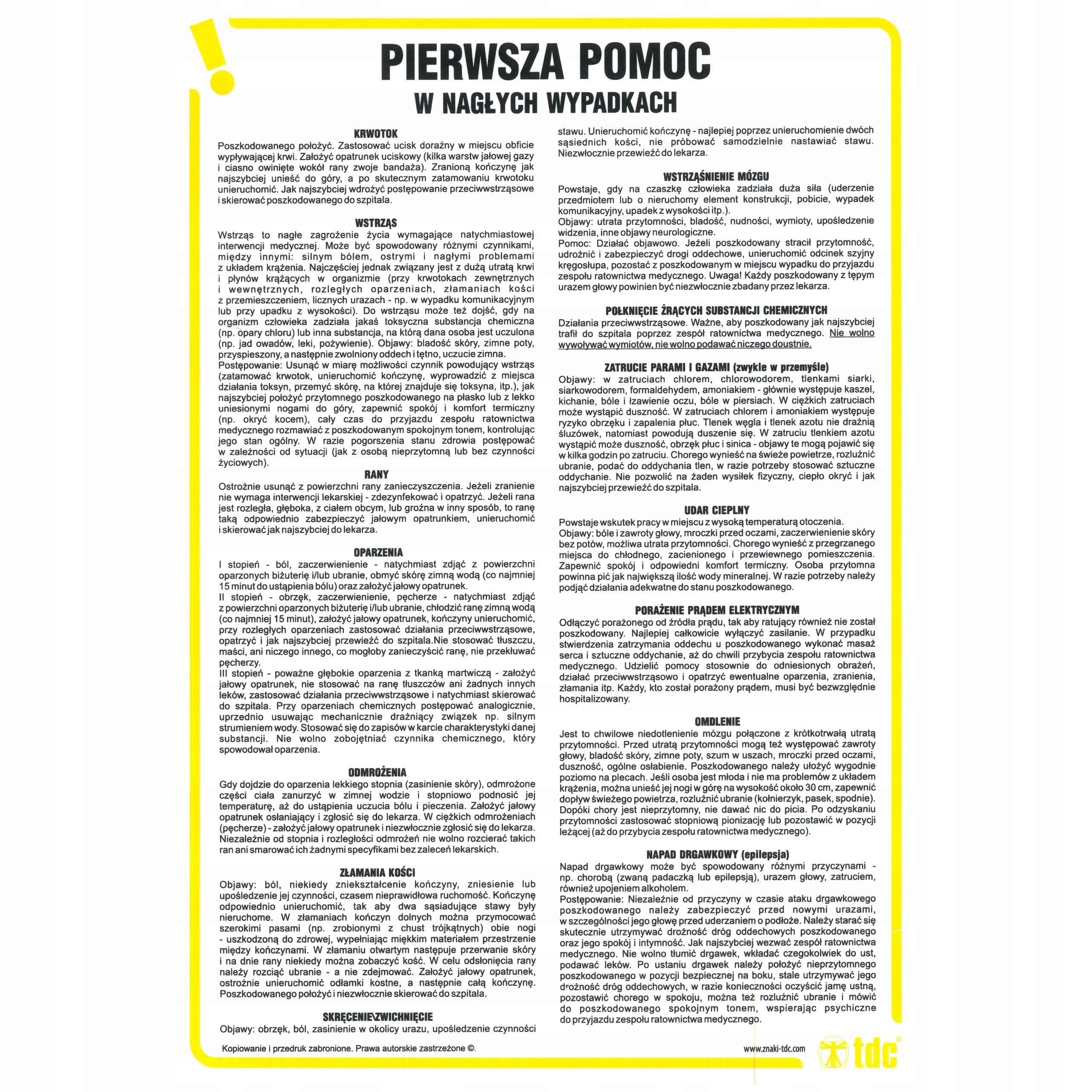 Zestaw tablic Instrukcji pierwsza pomoc BHP PPOŻ Kod producenta TDC_ZESTAW_BHP