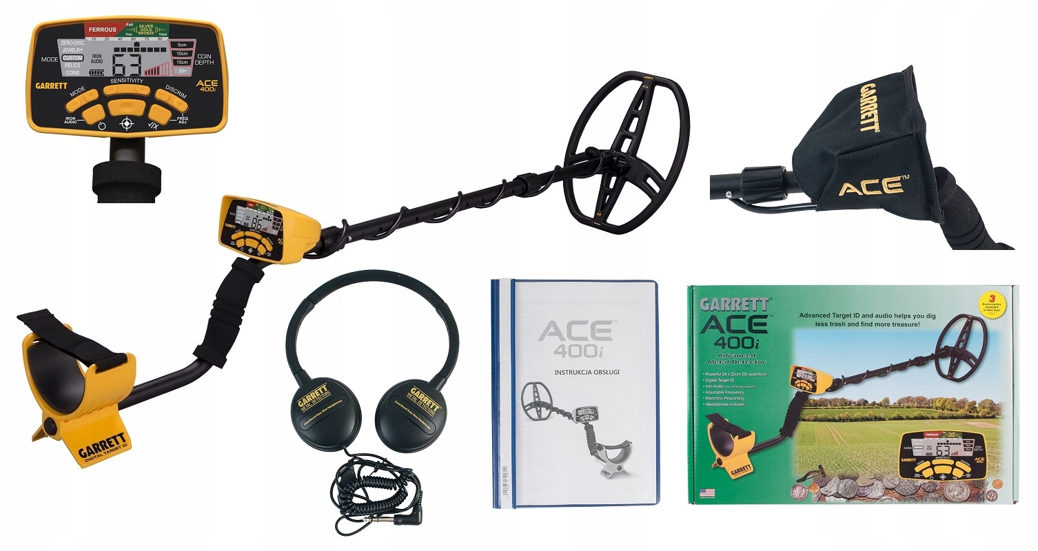 

Wykrywacz metali metalu Garrett Ace 400i Zestaw