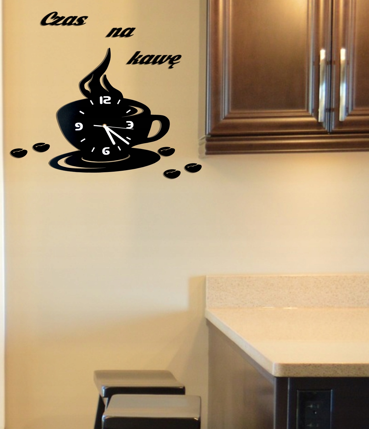 zegar FILIŻANKA kuchenny duży + dekory 3d cichy Marka inna