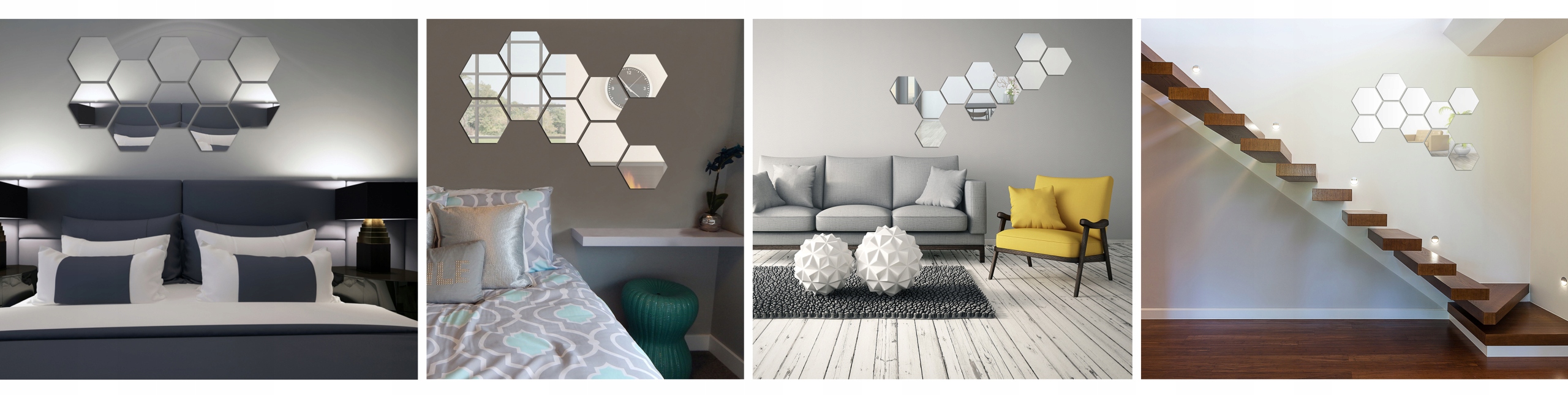 NOWOCZESNE! Lustro dekoracyjne HEXAGON naklejane Waga produktu z opakowaniem jednostkowym 1 kg