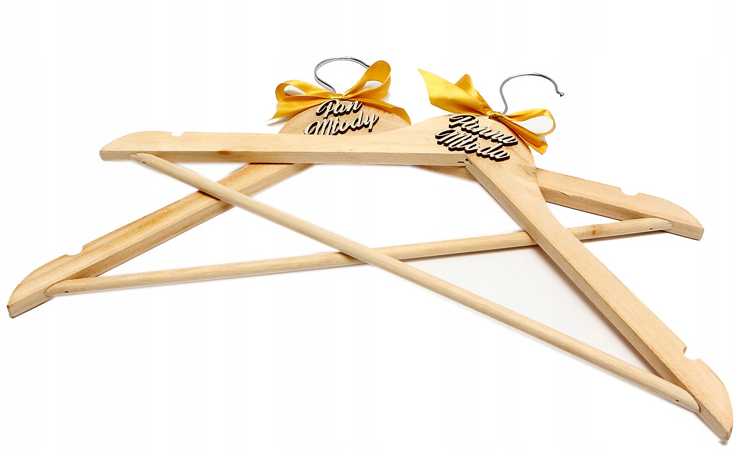 Wieszaki ślubne Panna Młoda Pan Młody napis 3D Marka Wolf