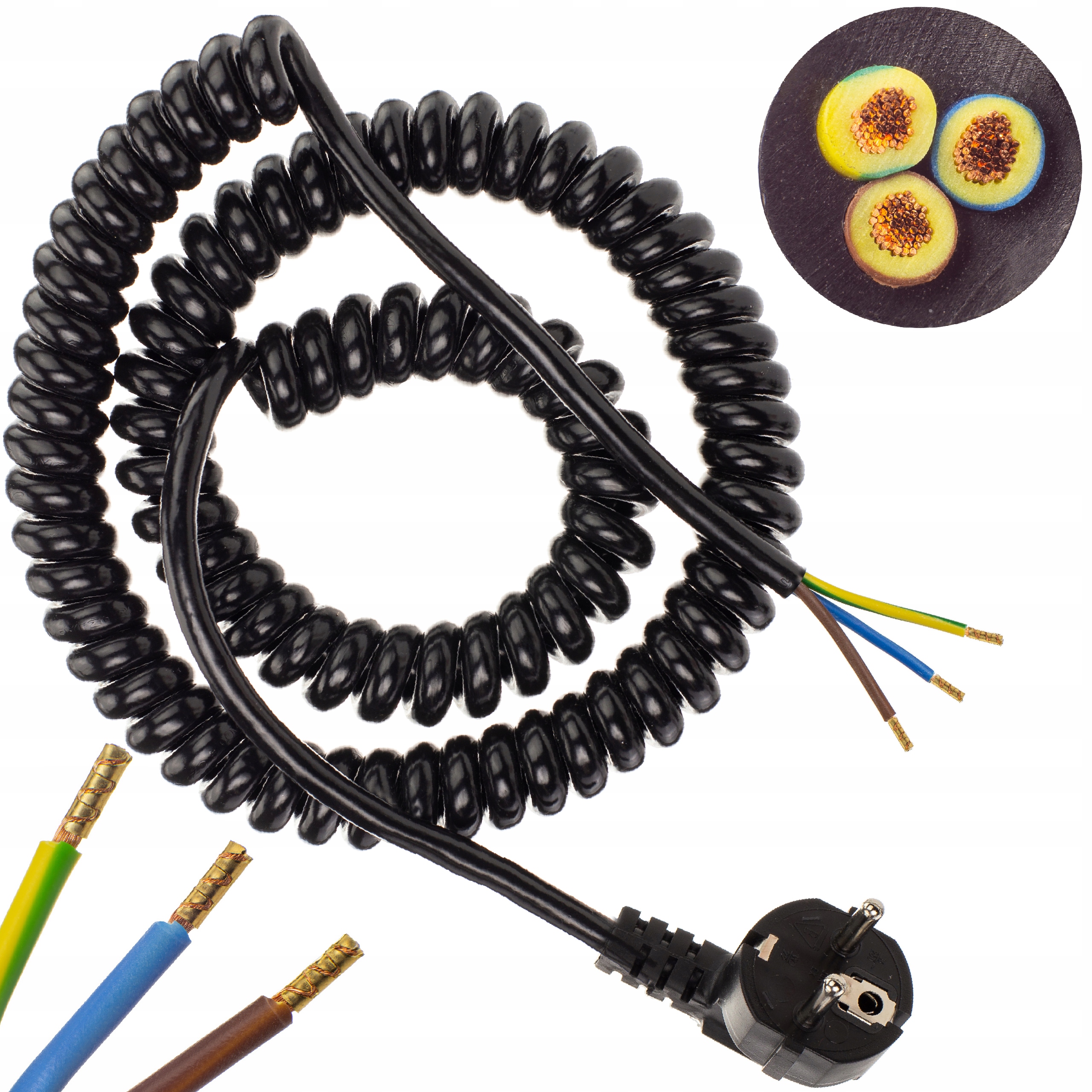 

Przewód kabel spiralny z wtyczką Omy 3x1,5 4m