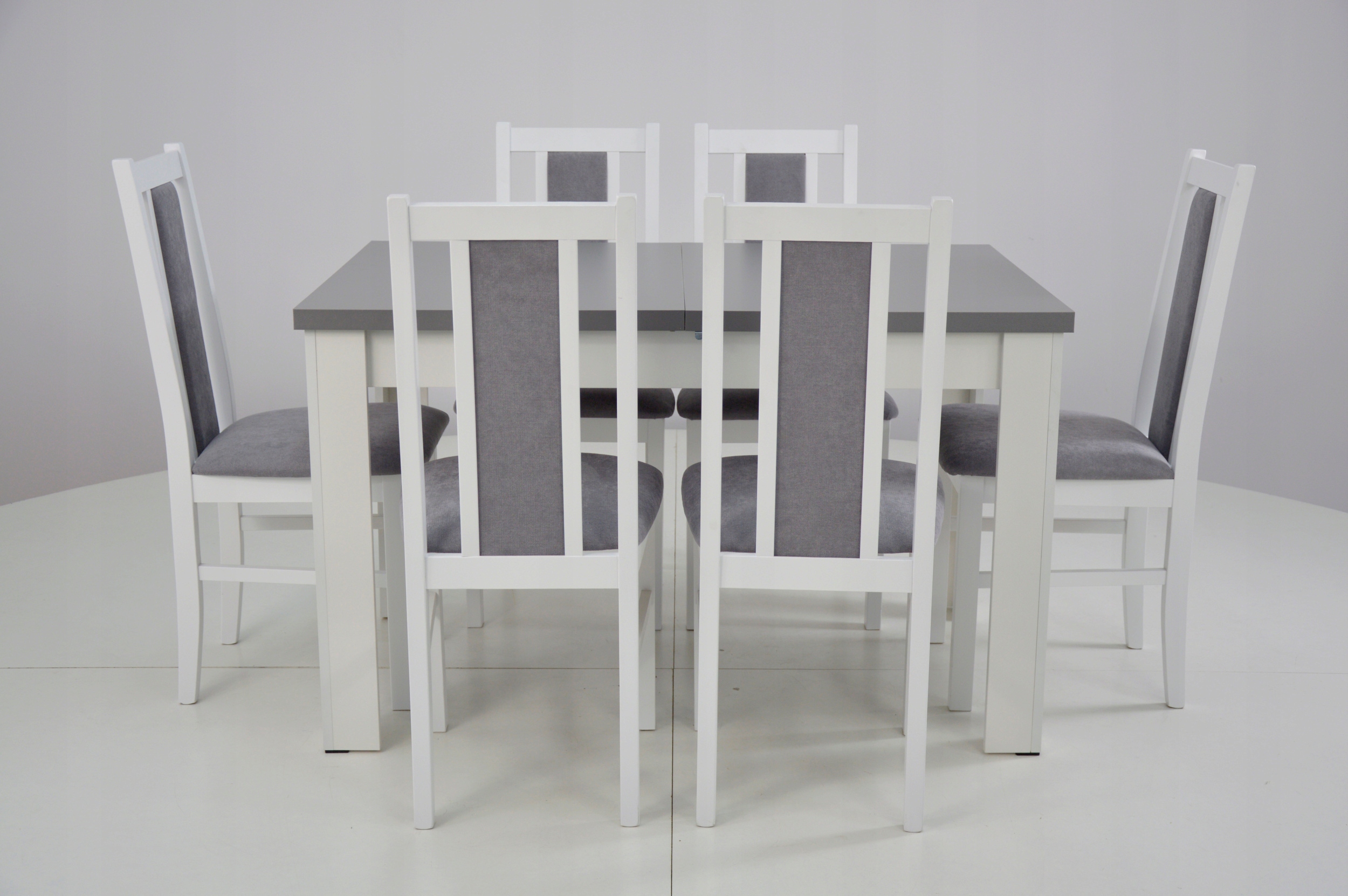 Zestaw 6 krzeseł i stół 80x120/160 cm SZARY Kod producenta C-2 +B-14