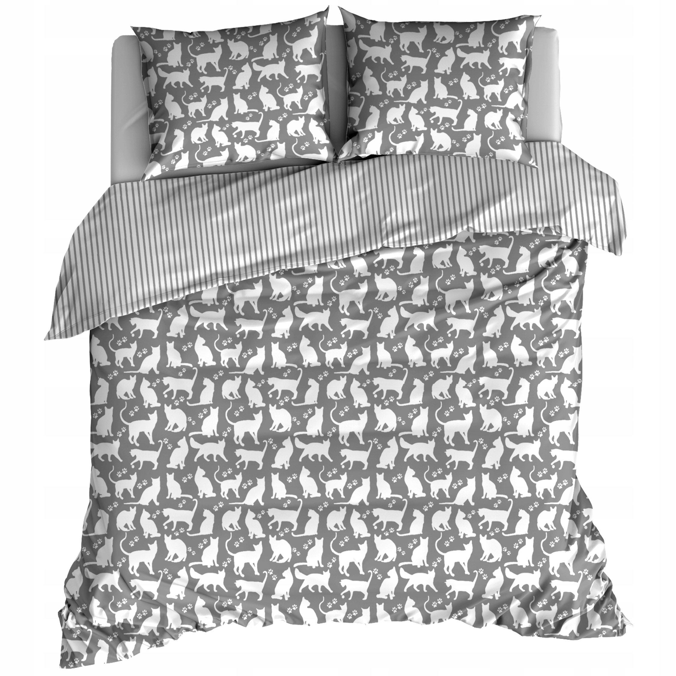 

Pościel 150x200 Bawełna 100% Koty Białe Na Szarym