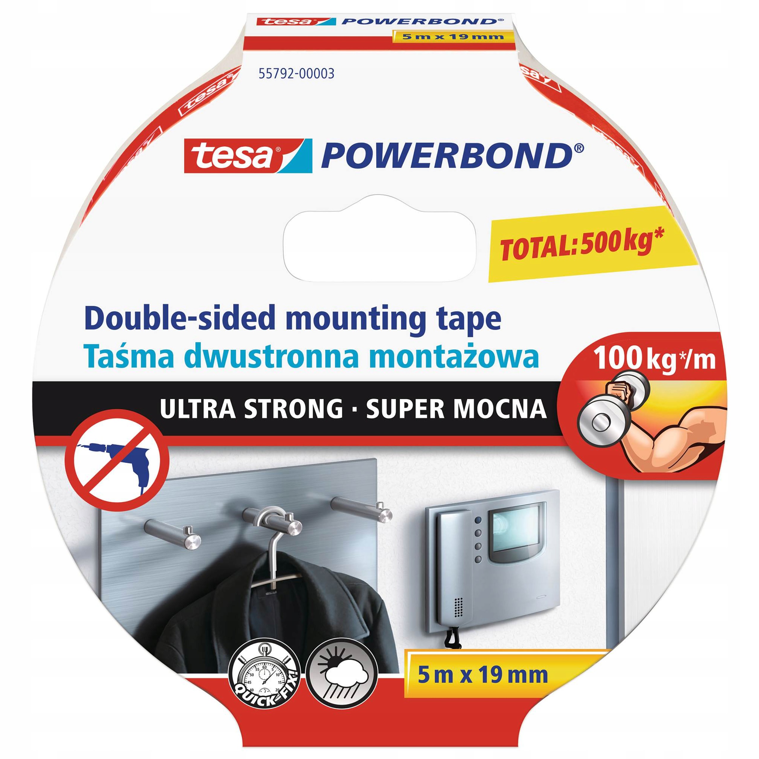 

Taśma dwustronna Tesa Powerbond Mocna 5mb