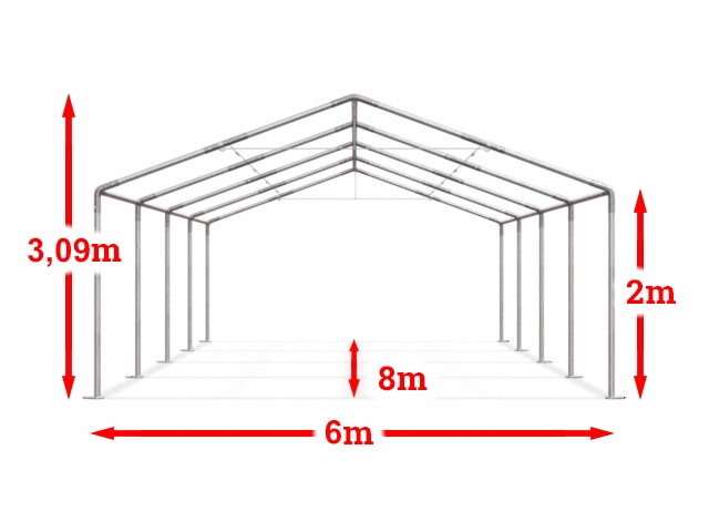 6x8m 2-3,09m Komercinių renginių saugojimo palapinė Įėjimo aukštis 2 m