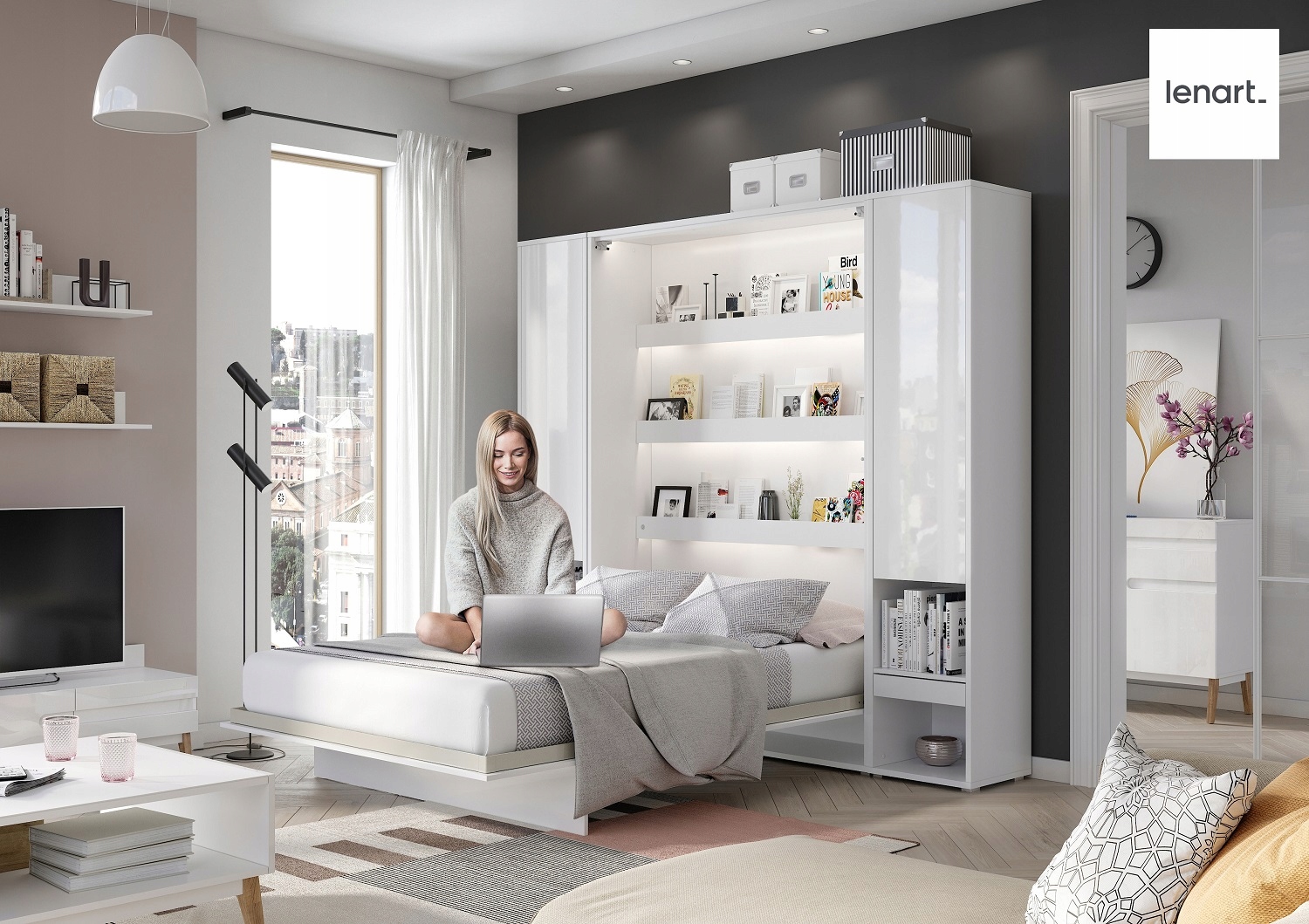 Półkotapczan BED CONCEPT BC-02 bi. połysk 120x200 Kolekcja Bed Concept