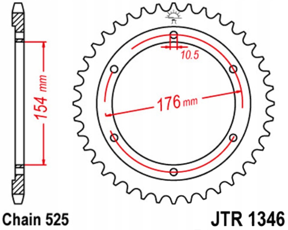 Zadní ozubení 525 Jtr 43-44 zuby Honda Vfr 800 X Cross Nové