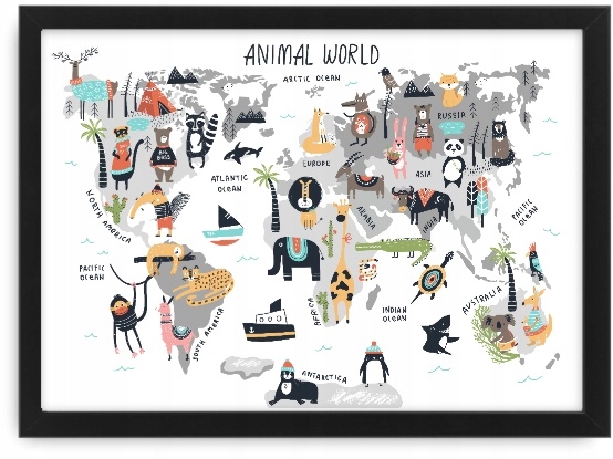 

Animal Maps Obrazek 24x33, plakat w ramie ikea