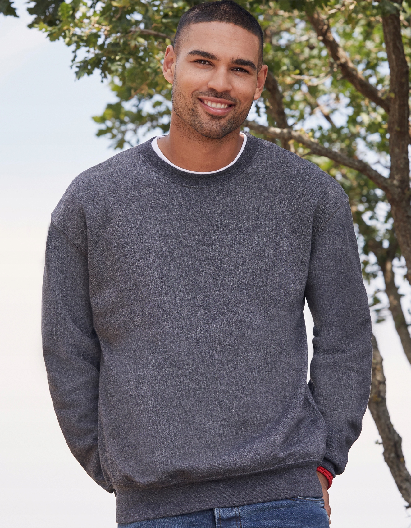 BLUZA FRUIT OF THE LOOM SET IN CLASSIC h. grey 4XL Rozmiar 4XL