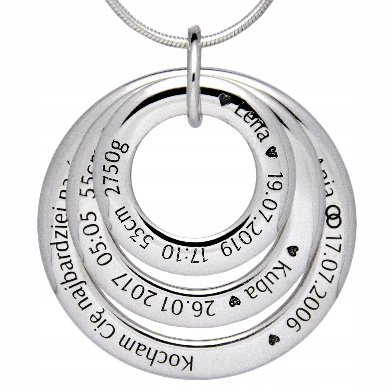 

srebrny naszyjnik amulet 3 Rings +twój Grawer