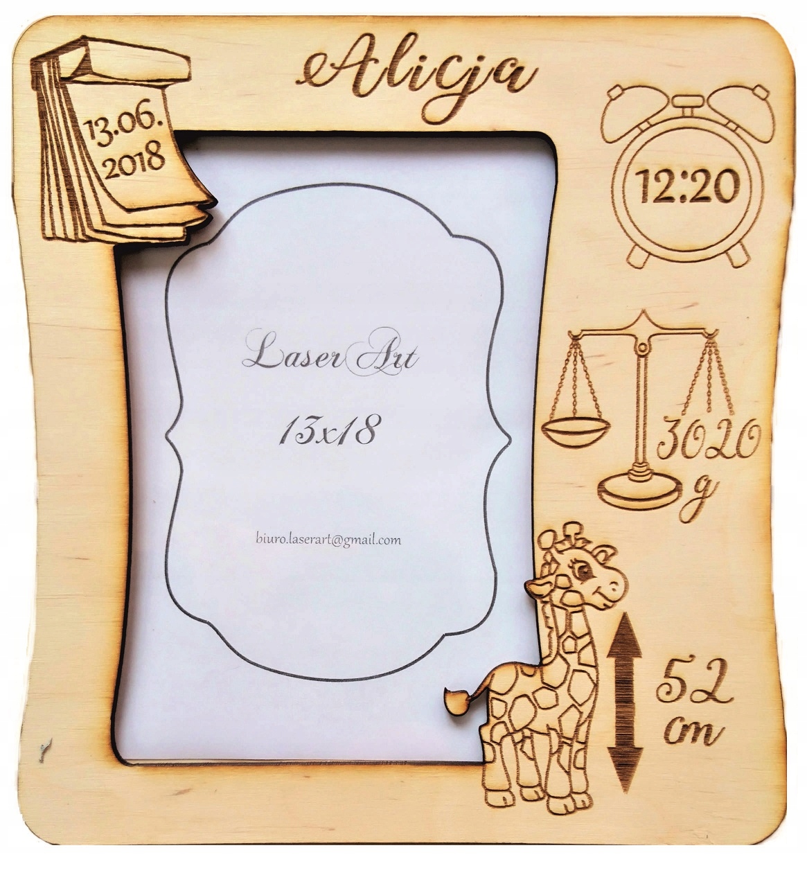 Рамка metryczka 13x18 стоящая, дерево