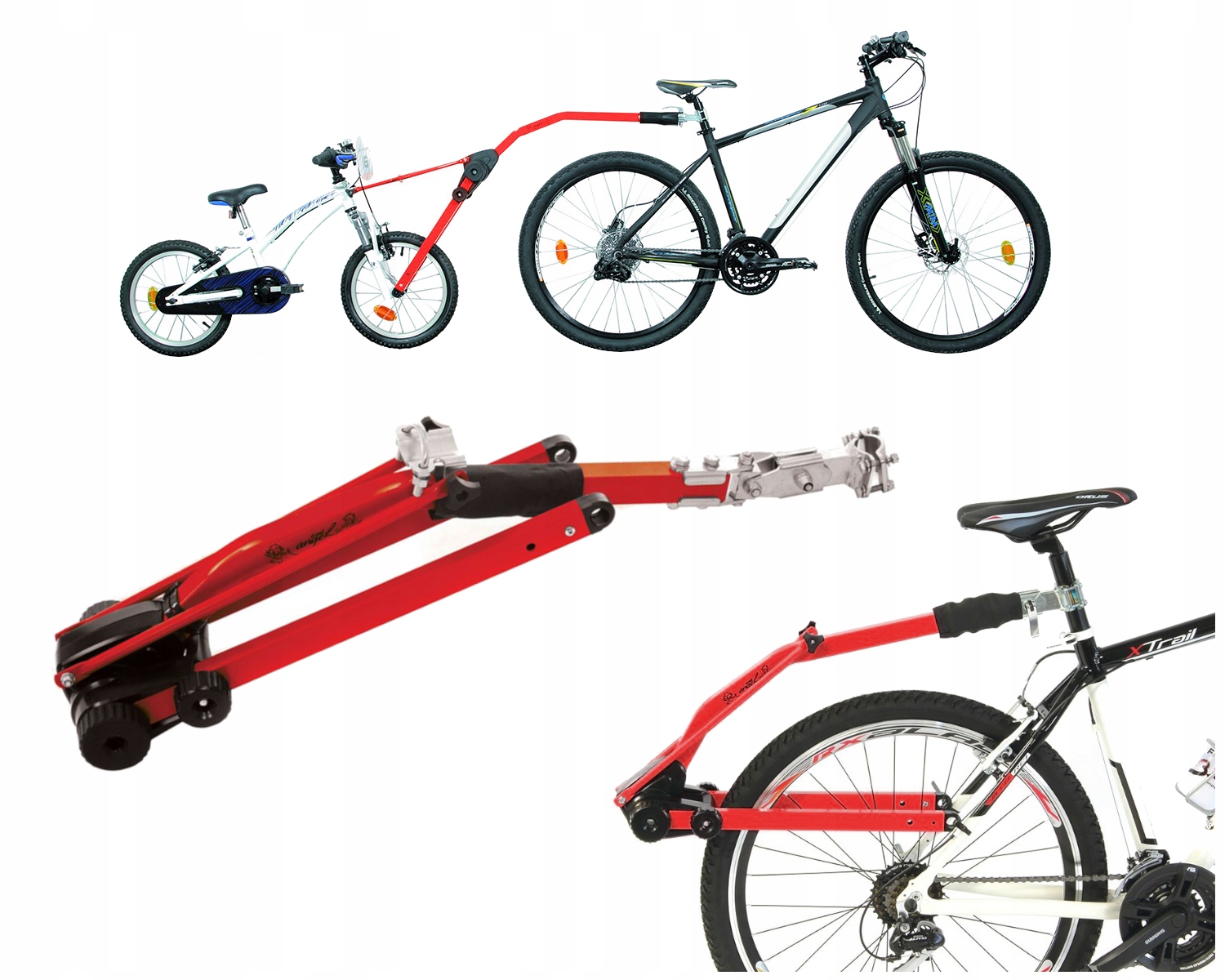 Sztywny hol rowerowy drążek holowniczy Trail Angel Red