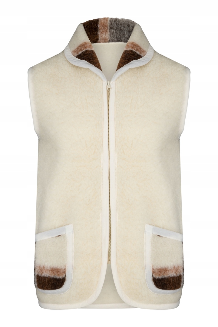 KAMIZELKA WEŁNIANA Z KOŁNIERZYKIEM, MERYNOS, 2XL Rozmiar XXL