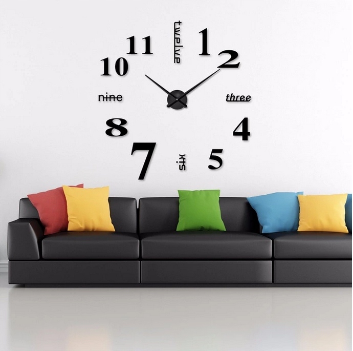Zegar ścienny przyklejany czarny 3d DIY Kod producenta 5637