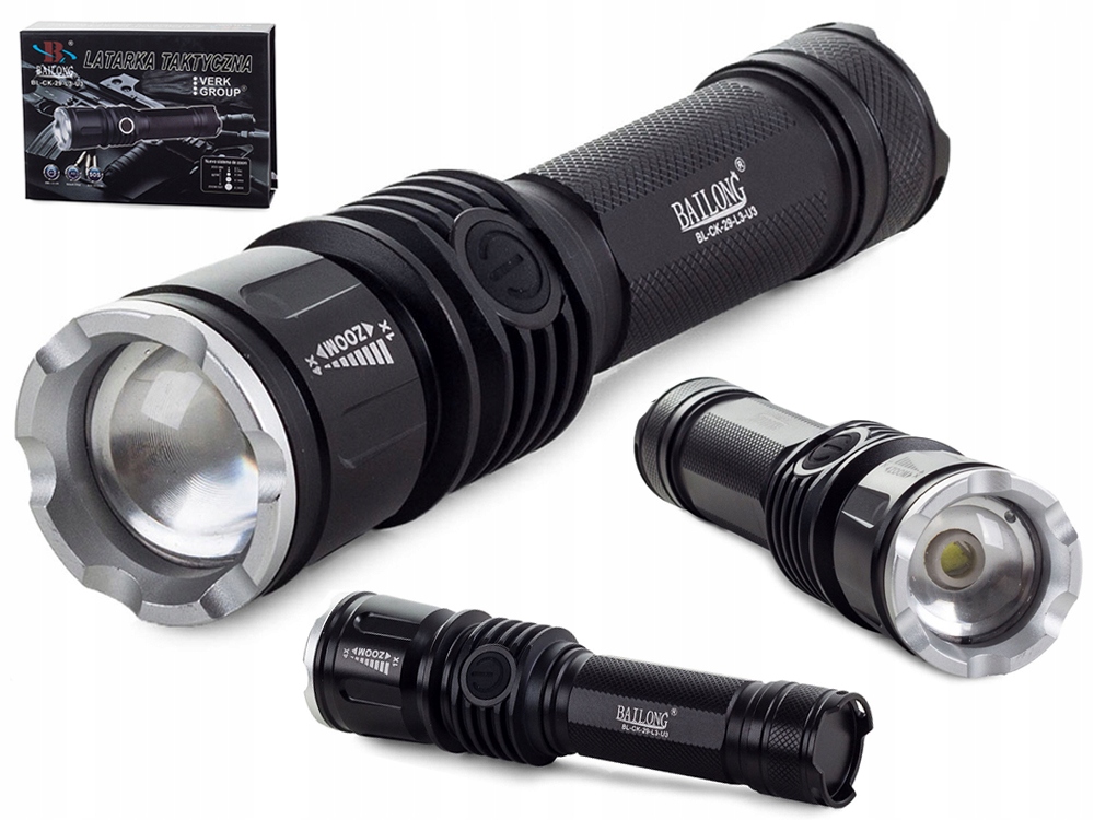 

Bailong Latarka Taktyczna Led Cree Zoom XM-L3-U3